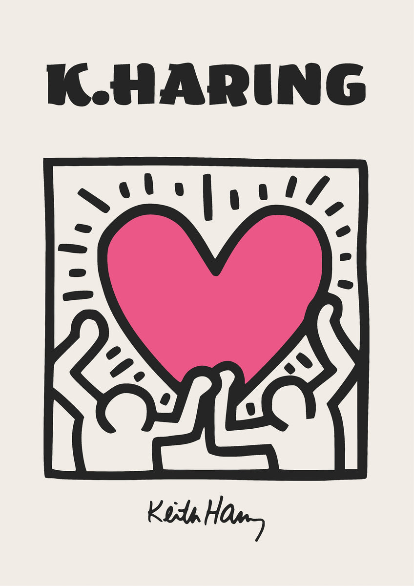 High Quality Pink Keith Haring Wall Art Design 3 A2 Size