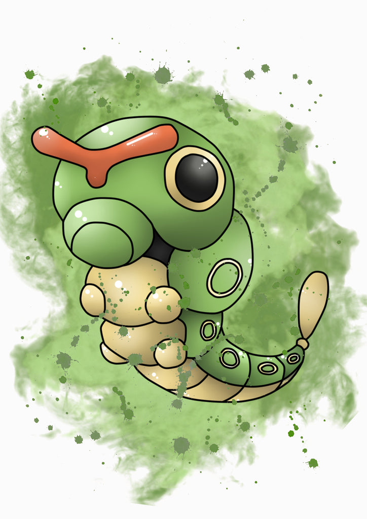 Premium Pokemon Watercolour Caterpie A2 Size Posters