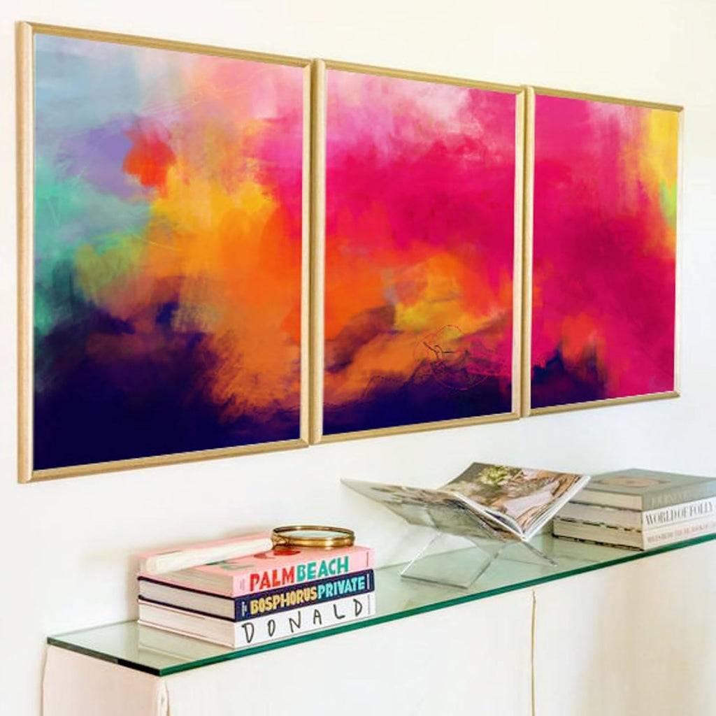 Premium Set Of 3 Abstract Wall Art s Vivid Colours A2 Size Posters