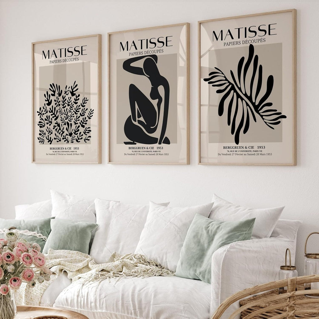 Premium Set of 3 Matisse Neutral And Black A2 Size Posters