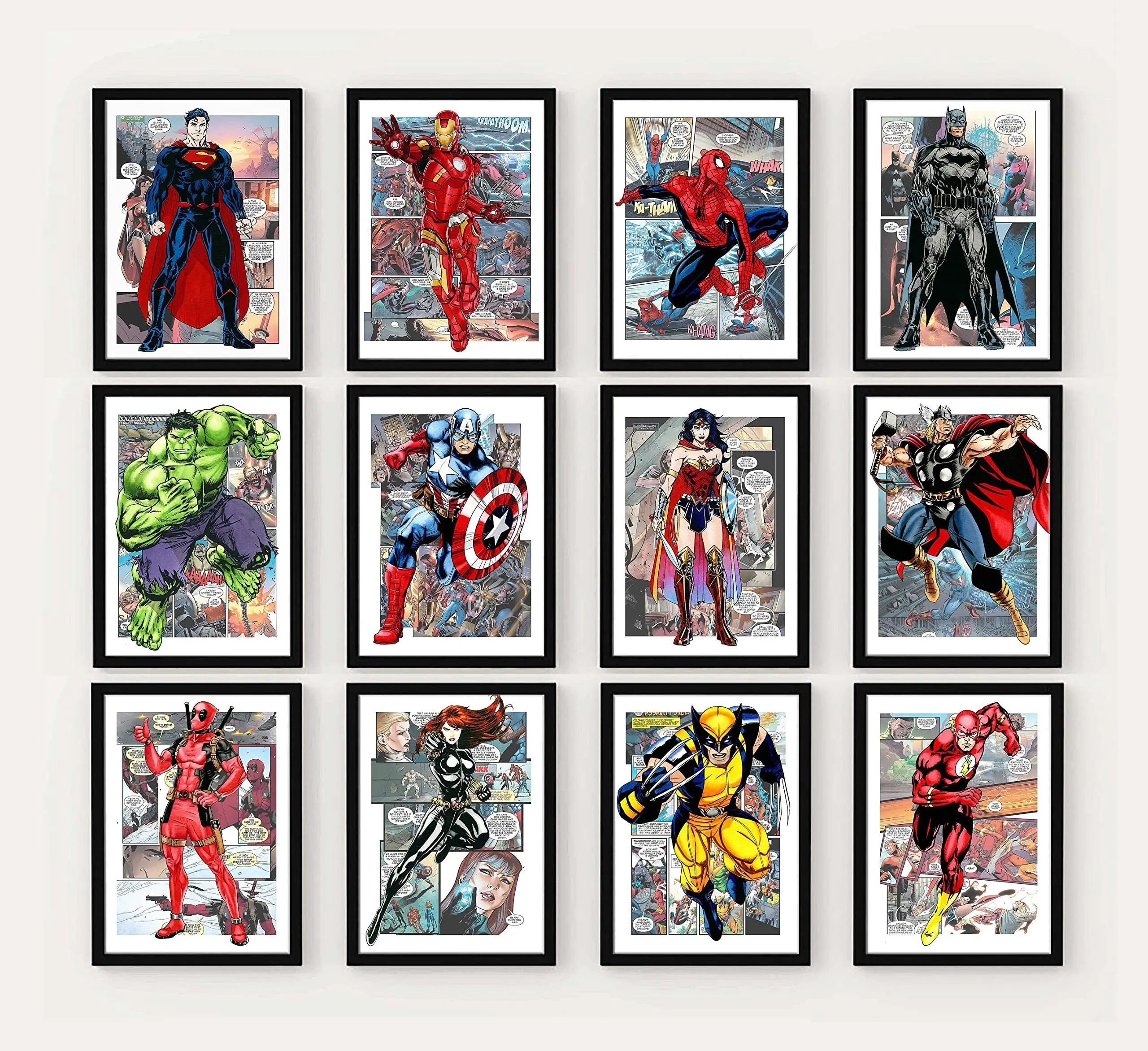 Poster Comic Style Example High Quality Superhero Set Of 12 Comic Style β Pixie Posters