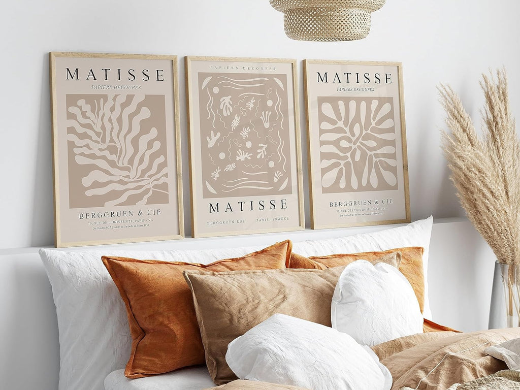 Premium Set of 3 Matisse Neutral Wall Art A2 Size Posters