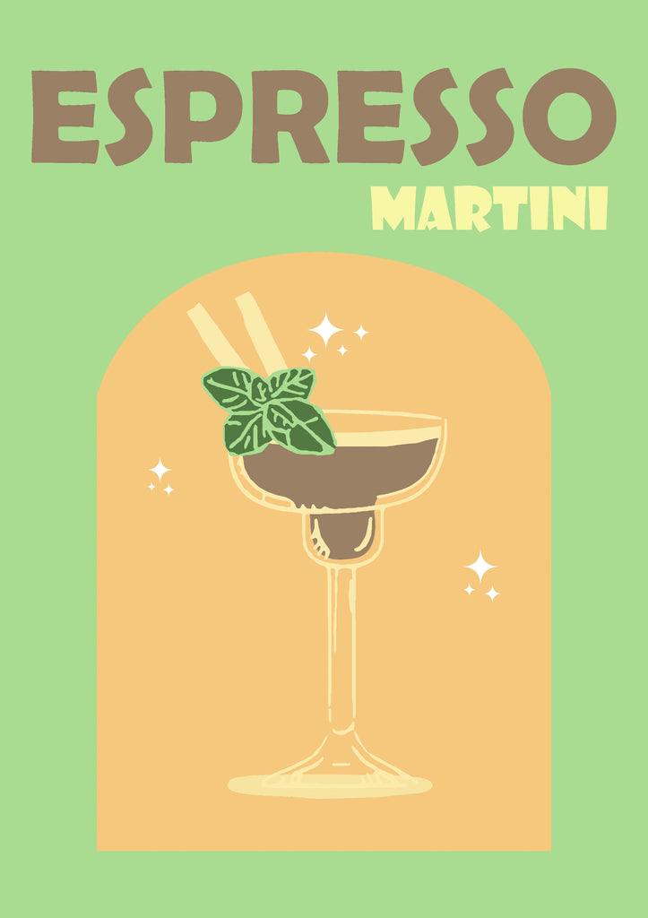 Premium Retro Cocktail Wall Art Espresso A4 Size Posters