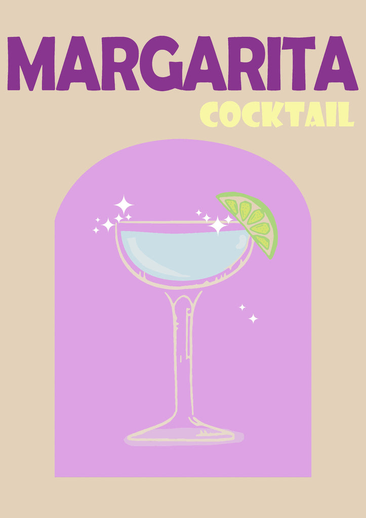 Premium Retro Cocktail Wall Art Margarita A4 Size Posters