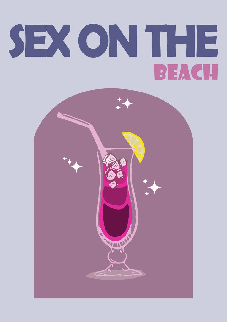 Premium Retro Cocktail Wall Art Sex On The Beach A4 Size Posters