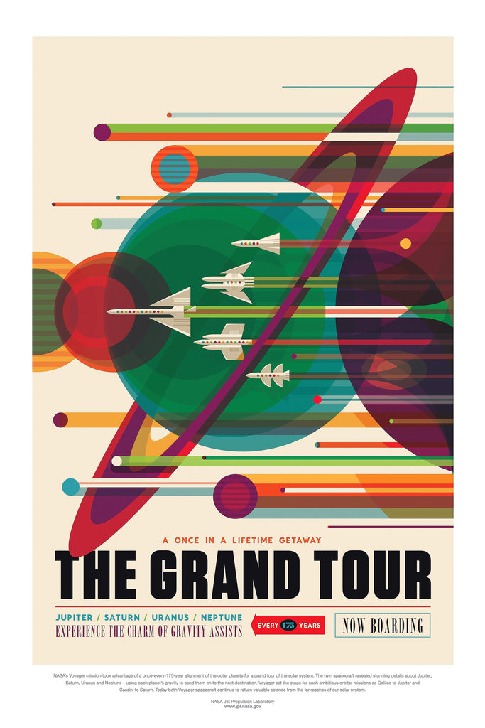 Premium Retro NASA Space Travel Style Grand Tour A4 Size Posters