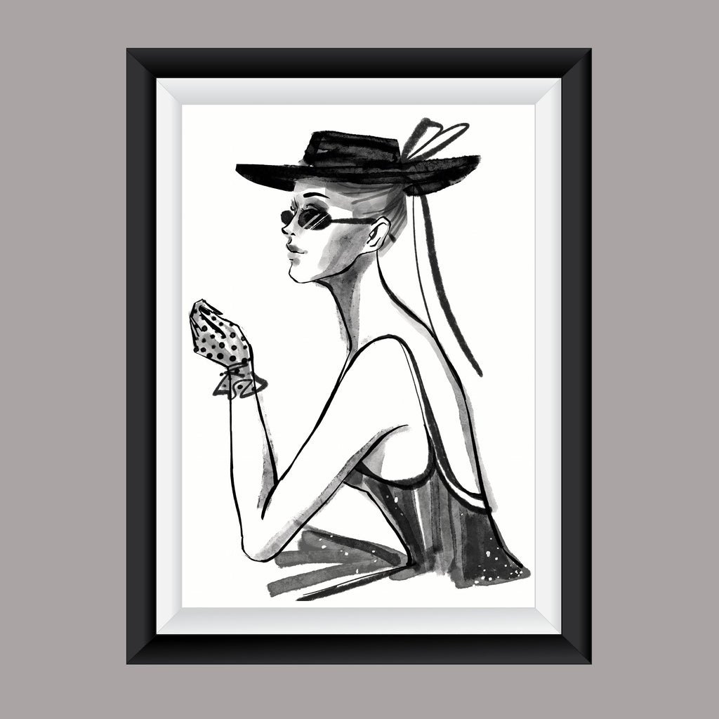 Premium Fashion Wall Art Black and white lady 2 A2 Size Posters