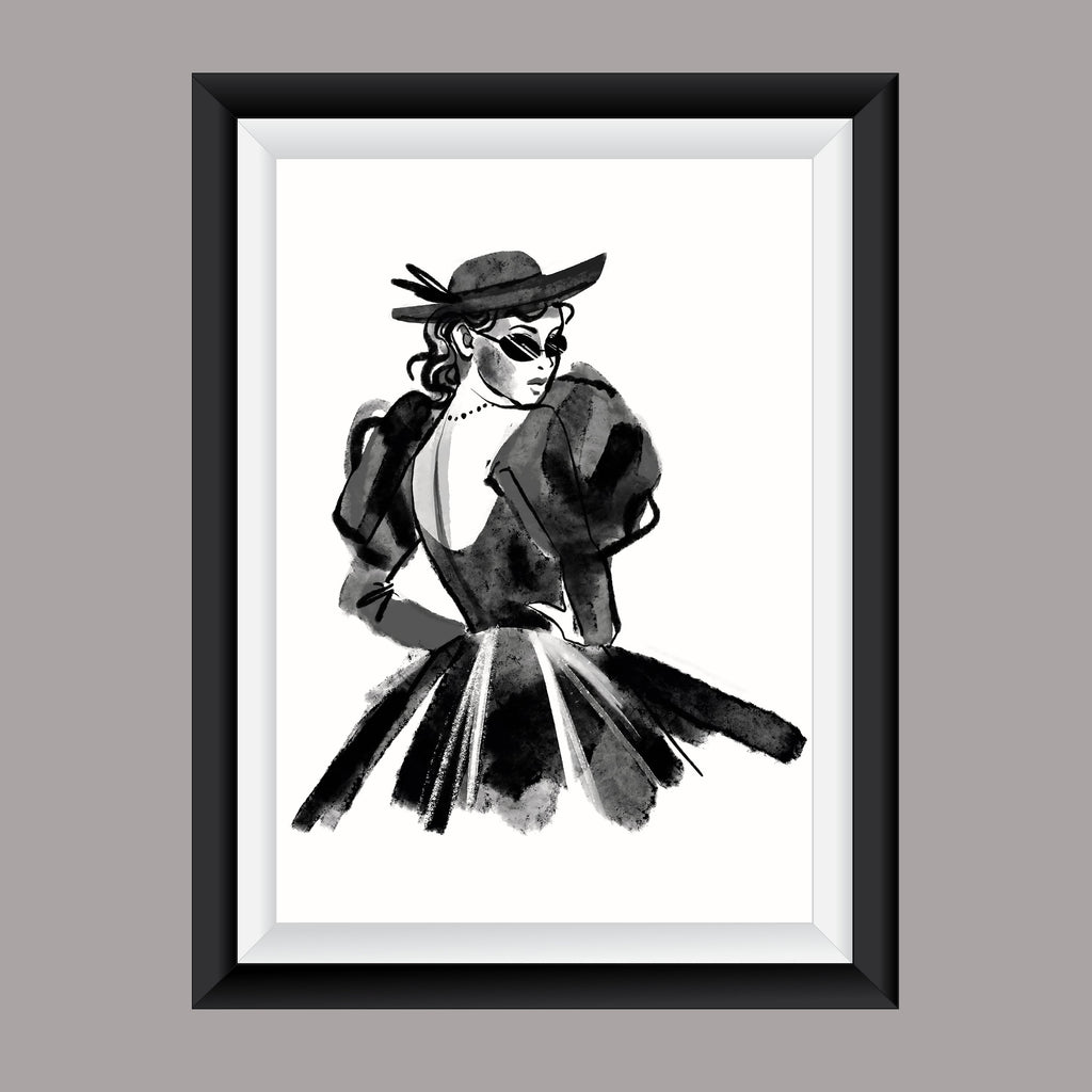 Premium Fashion Wall Art Black and white lady 3 A2 Size Posters