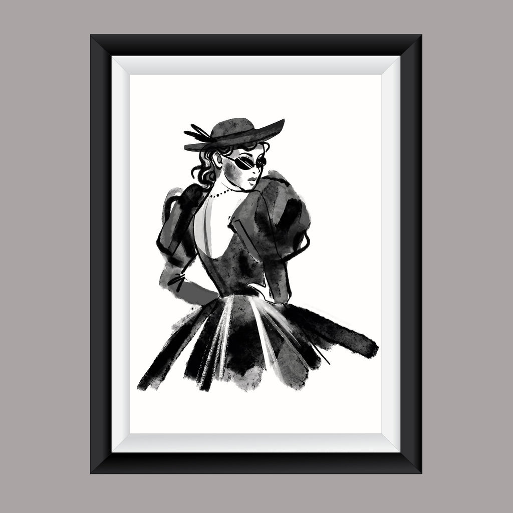 Premium Fashion Wall Art Black and white lady 3 A4 Size Posters
