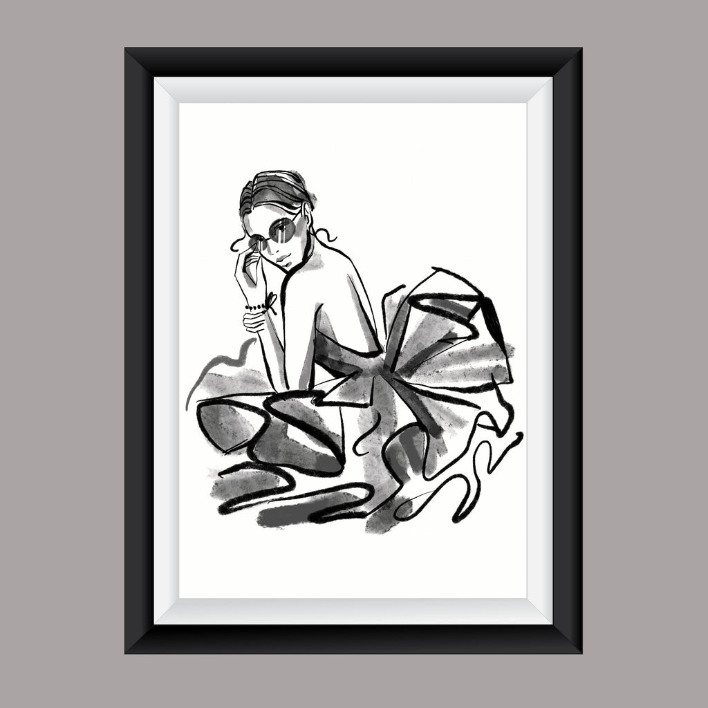 Premium Fashion Wall Art Black and white lady A2 Size Posters