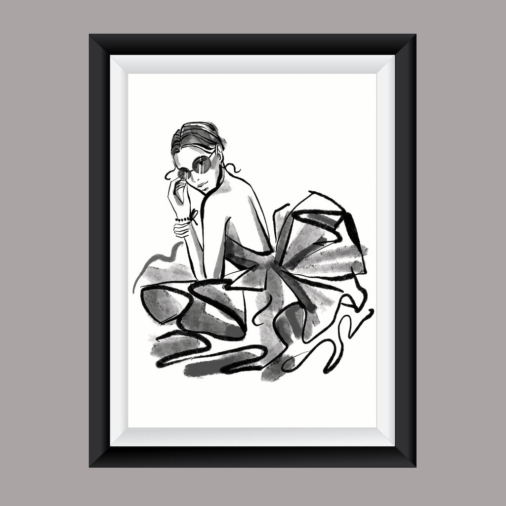 Premium Fashion Wall Art Black and white lady A4 Size Posters