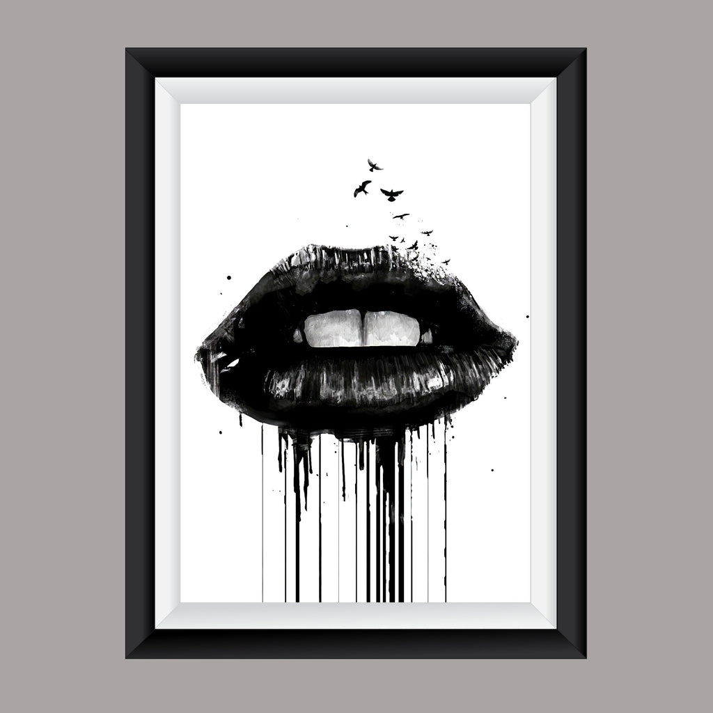 Premium Fashion Wall Art Black lips A2 Size Posters