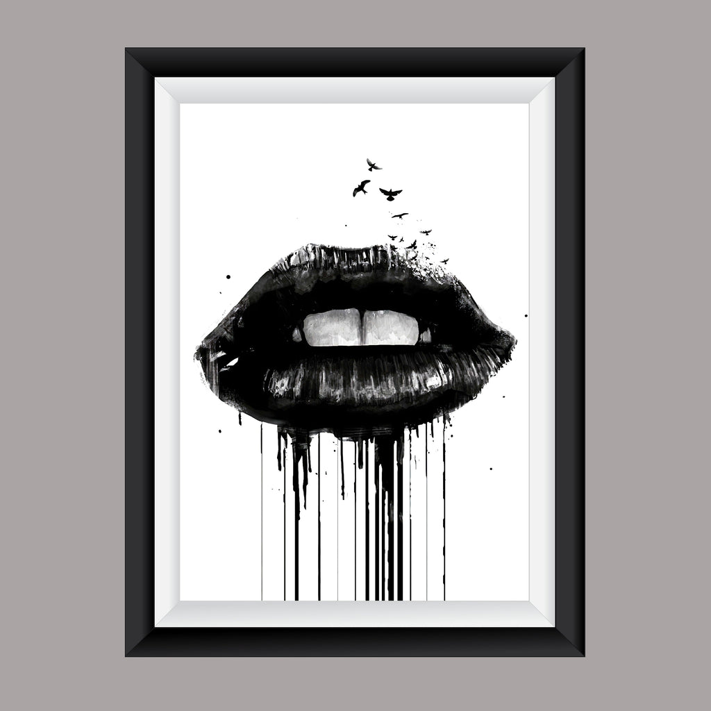 Premium Fashion Wall Art Black lips A4 Size Posters