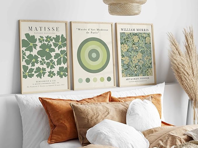 Premium Matisse Morris Wall Art Set Of 3 Sage Green A2 Size Posters