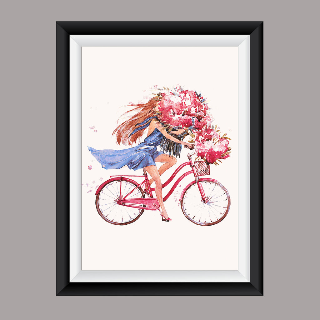 Premium Fashion Wall Art Flower bike A2 Size Posters