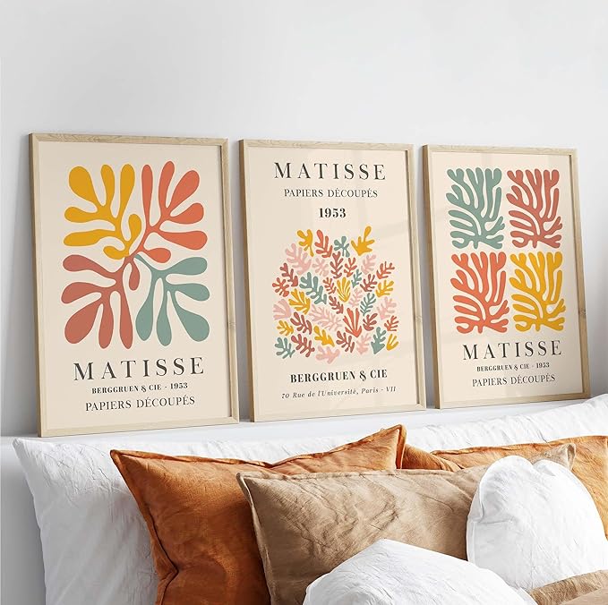 Premium Matisse Multi Pastel Color Wall Art Set Of 3 A2 Size Posters