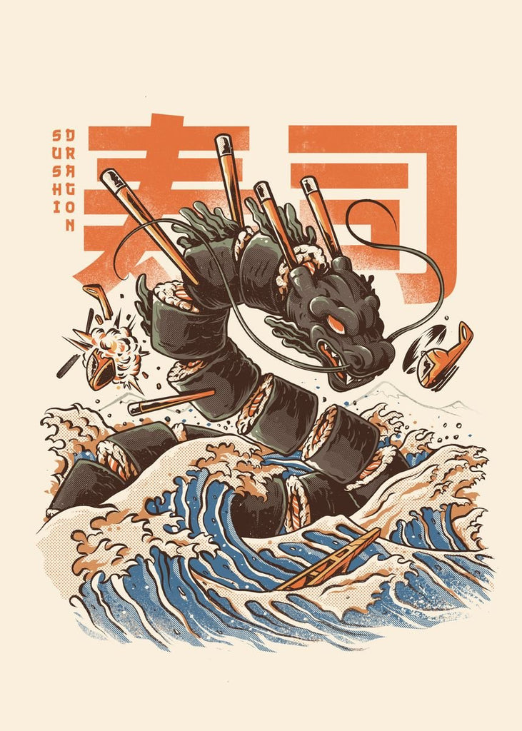 Premium Vintage Japanese Kaijus Wall Art Option 3 A2 Size Posters