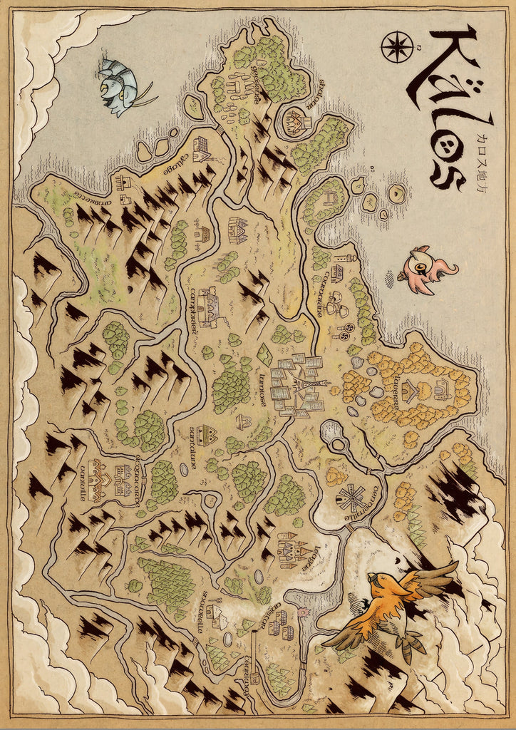 Premium Pokemon Region Map Kalos A3 Size Posters