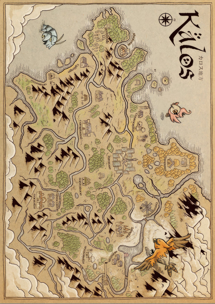 Premium Pokemon Region Map Kalos A4 Size Posters