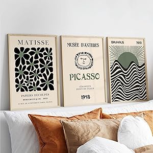 Premium Matisse Sage Green Wall Art Set Of 3 A2 Size Posters