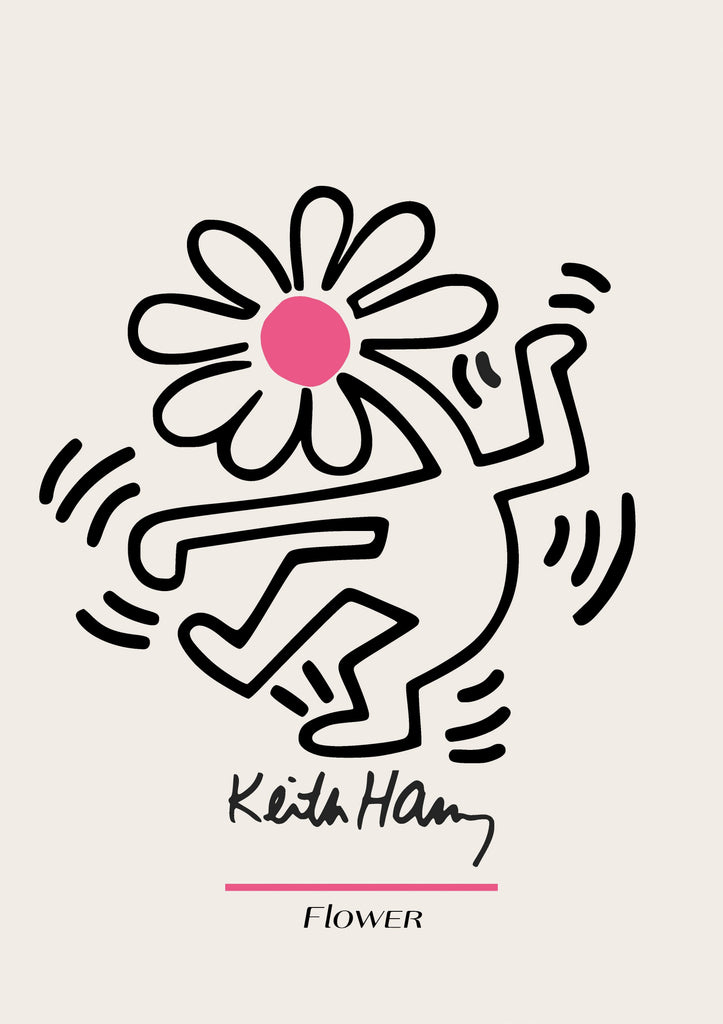 Premium Pink Keith Haring Wall Art Design 4 A4 Size Posters