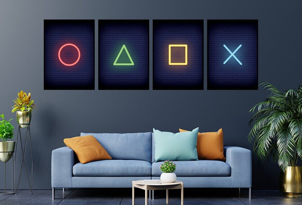 Premium Retro PlayStation Gamer Wall Art Set A2 Size Posters