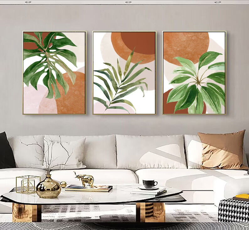 Premium Neutral Leaves Floral Wall Art Set A2 Size Posters