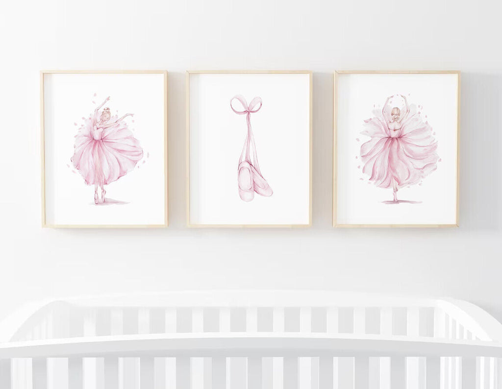 Premium Pink Ballerina Nursery Wall Art Set A2 Size Posters