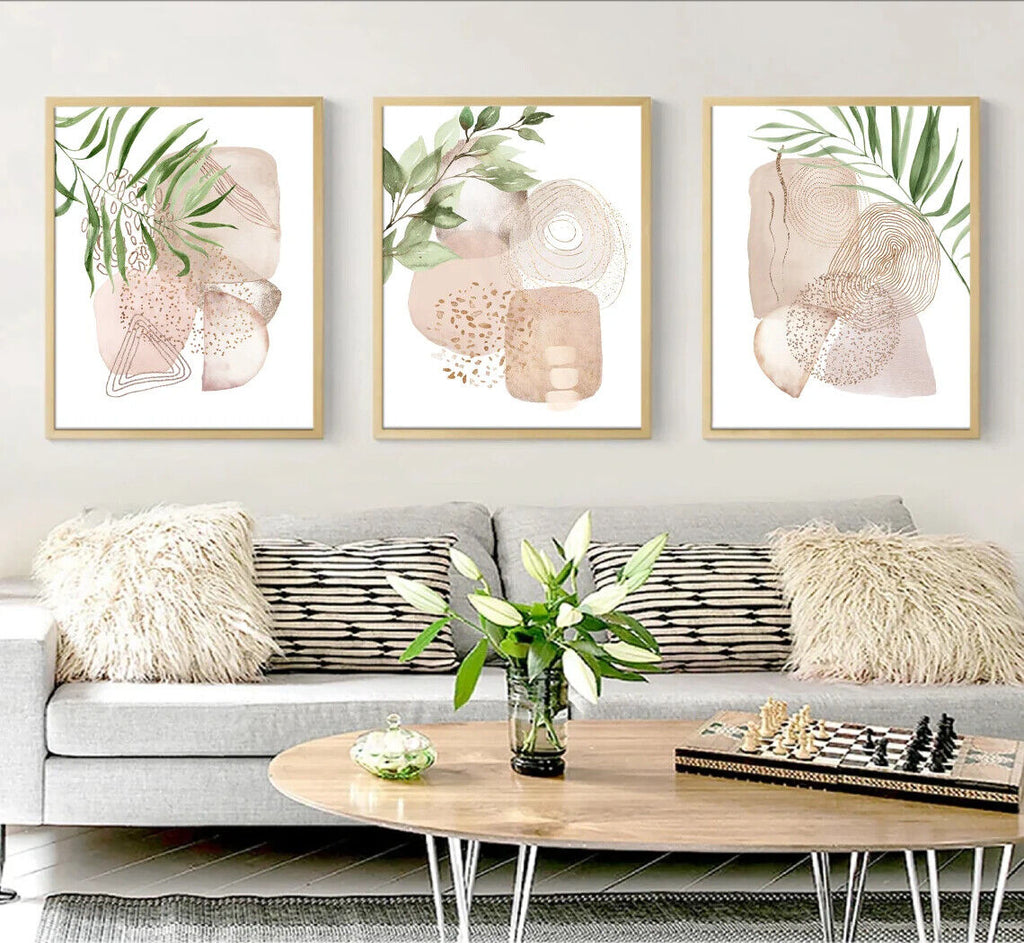 Premium Neutral Blush Abstract Wall Art Set A2 Size Posters