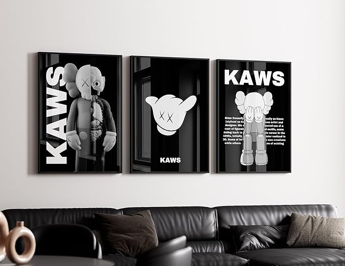 Premium Hypebeast Wall Art Grey On Black Set Of 3 A3 Size Posters