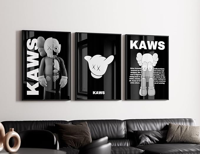 Premium Hypebeast Wall Art Grey On Black Set Of 3 A2 Size Posters