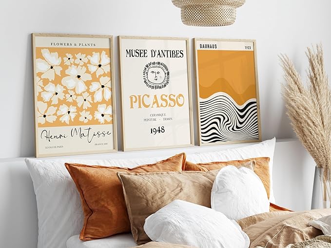Premium Matisse Bauhaus Picasso Wall Art Ocre Set A2 Size Posters
