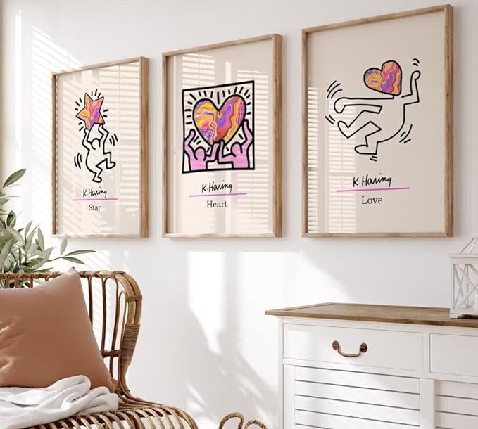 Premium Keith Haring Multi Color Wall Art Set Of 5 A2 Size Posters