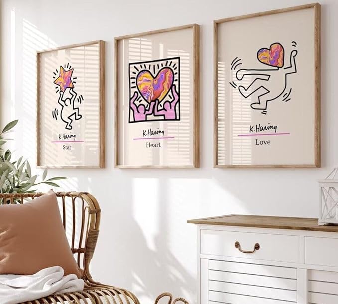 Premium Keith Haring Multi Color Wall Art Set Of 4 A3 Size Posters