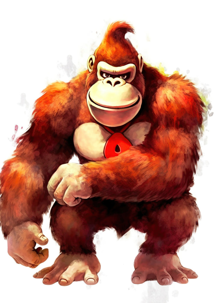 Premium Super Mario Watercolour Donkey Kong A2 Size Posters