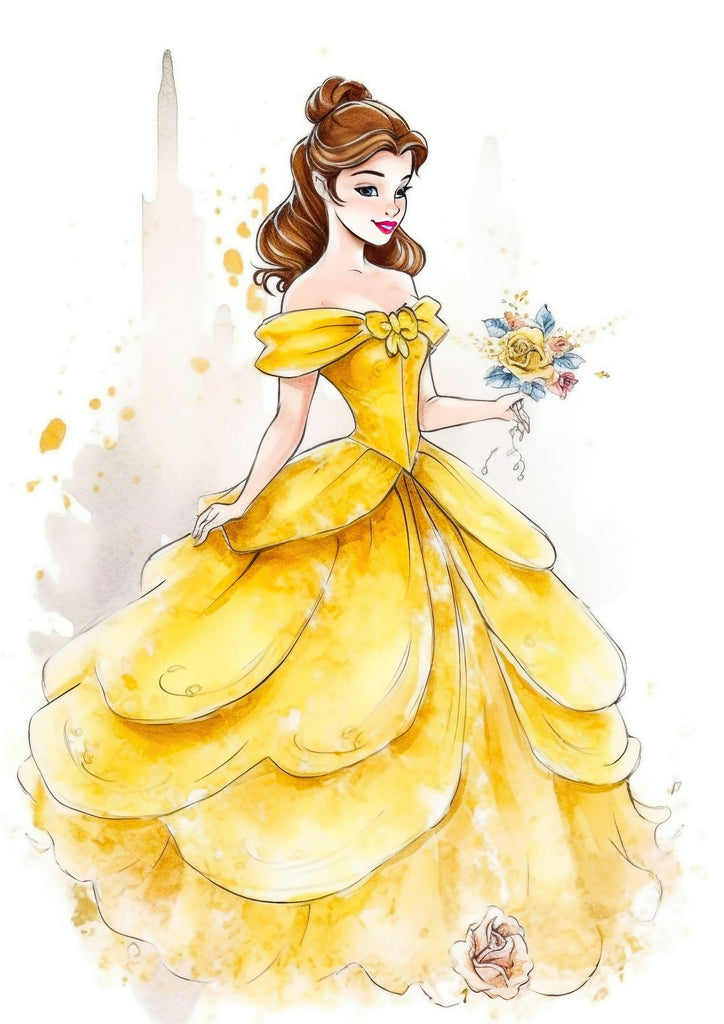 Premium Disney Princess Watercolour Belle A4 Size Posters