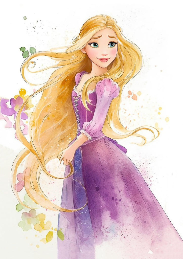 Premium Disney Princess Watercolour Rapunzel A2 Size Posters